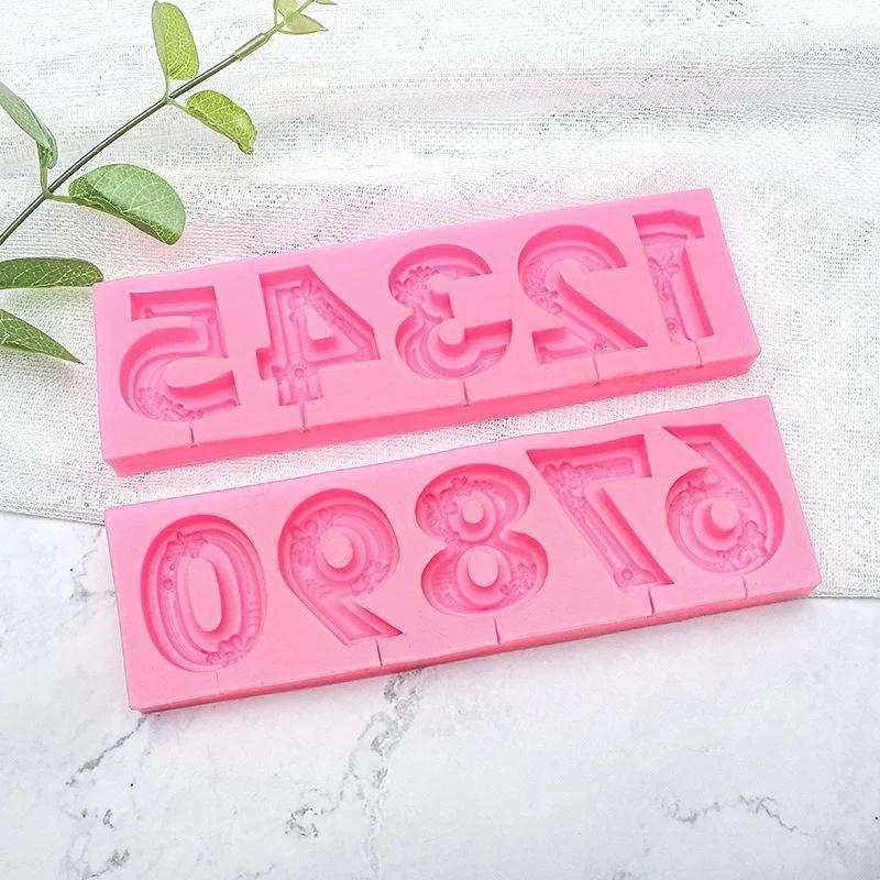0-9 Birthday Plug-in Digital Silicone Mold DIY Candle Chocolate Lollipop Fondant Baking Bakeware Kitchen Tool Cake Decoration
