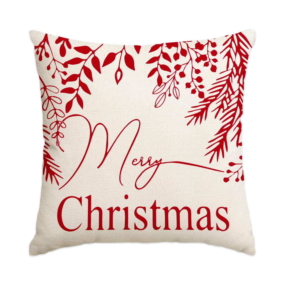 

Christmas Winter Pillow Cover - Merry Christmas Design, Decorative for Sofa Living Room Cushion 18x18Inch