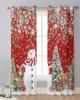 Christmas Ball Snowman Snowflake Deer Poinsettia Sheer Curtains Bedroom Decoration Window Curtains Kitchen Tulle Voile Curtains