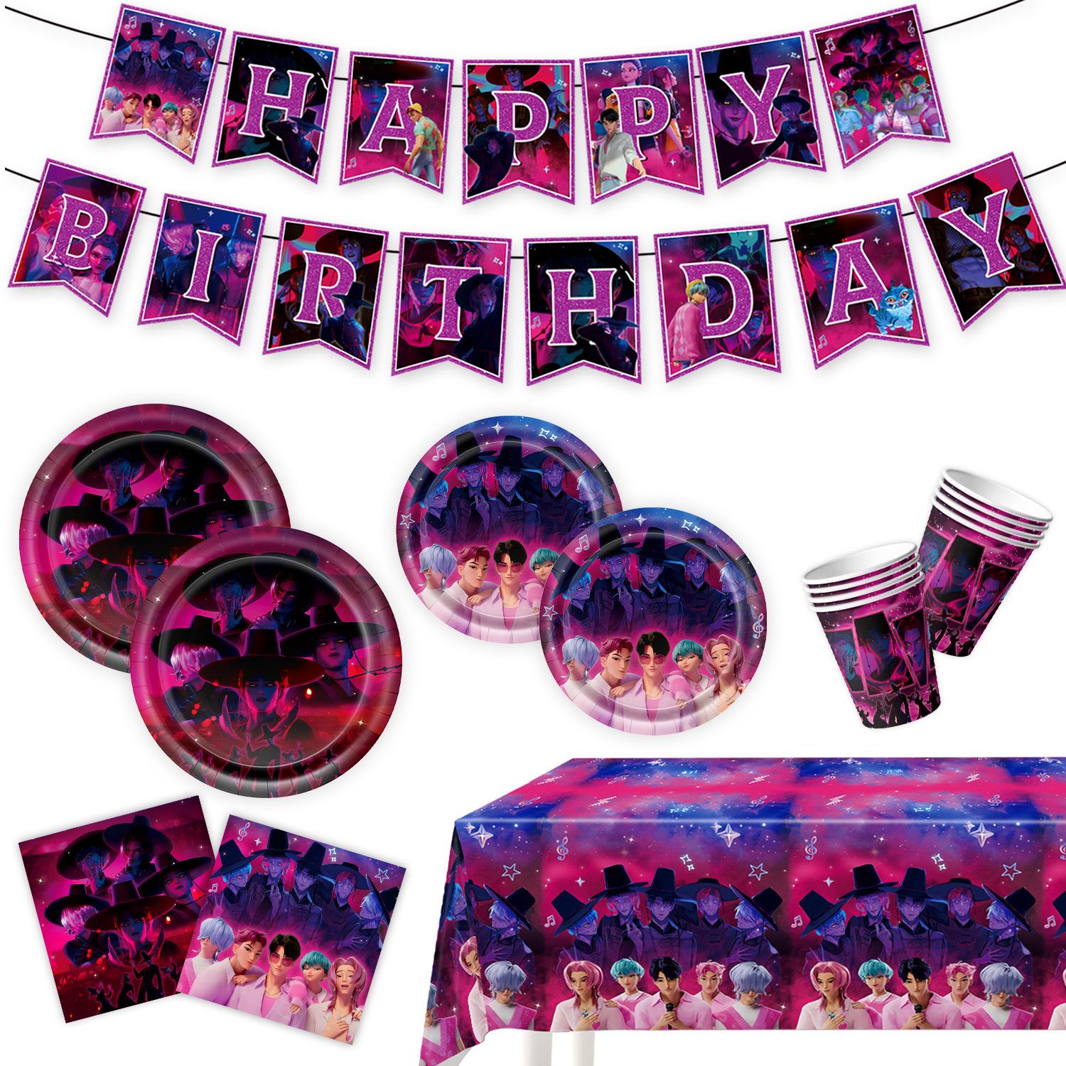 

Мисливці на демонів Шака Хлопчики Тематична Паперова Тарілка Серветка Скатертина Торт Подовжувач Банер Прикраси для Вечірки з Дня Народження