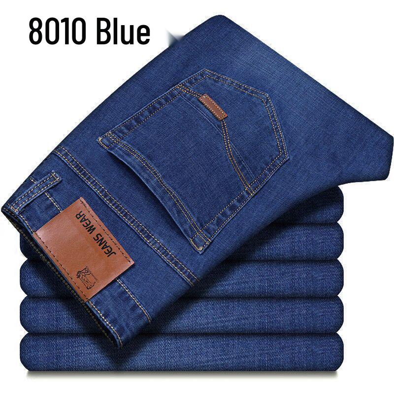 Herren Jeans im amerikanischen Stil, mit Samt gefüttert, lässig, gerade geschnitten