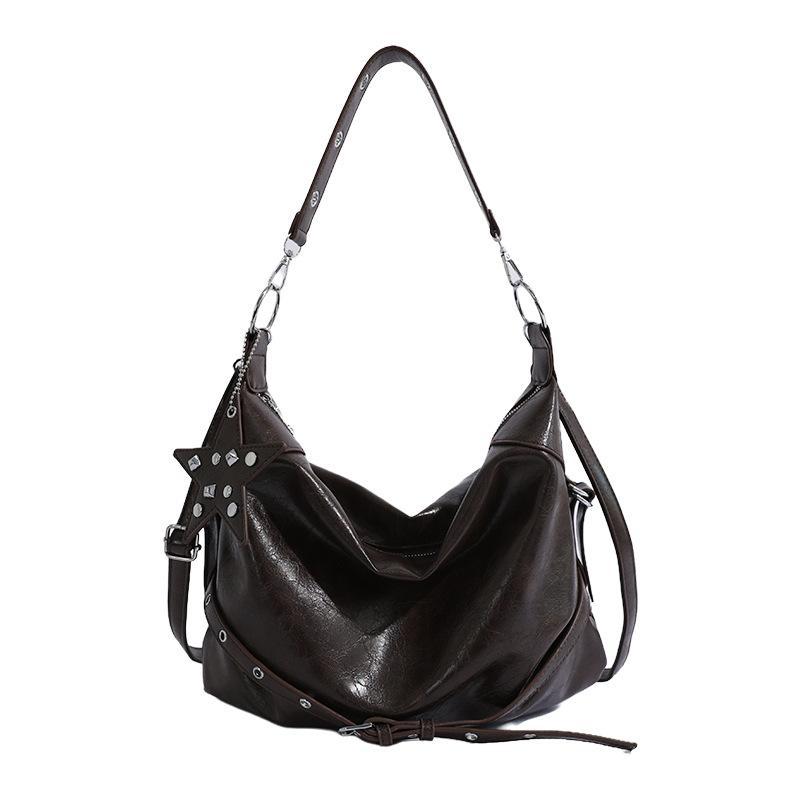 Korean Niche Star Rivet Underarm Biker Bag Women Style Crossbody Handbag Large Capacity Tote Bag Daily Matching
