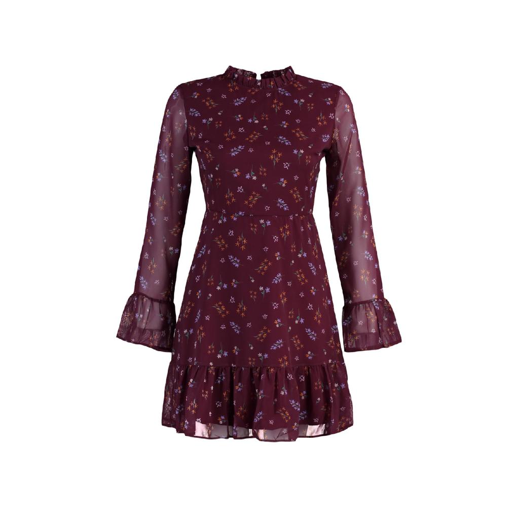 7400172 Black Flower Patterned Dress main image 1