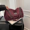 Kette Faux Wildleder Damen Schultertasche Große Kapazität Einfarbige Unterarmtaschen Modische Pendler Handtaschen Luxus Designer Tragetaschen Sac