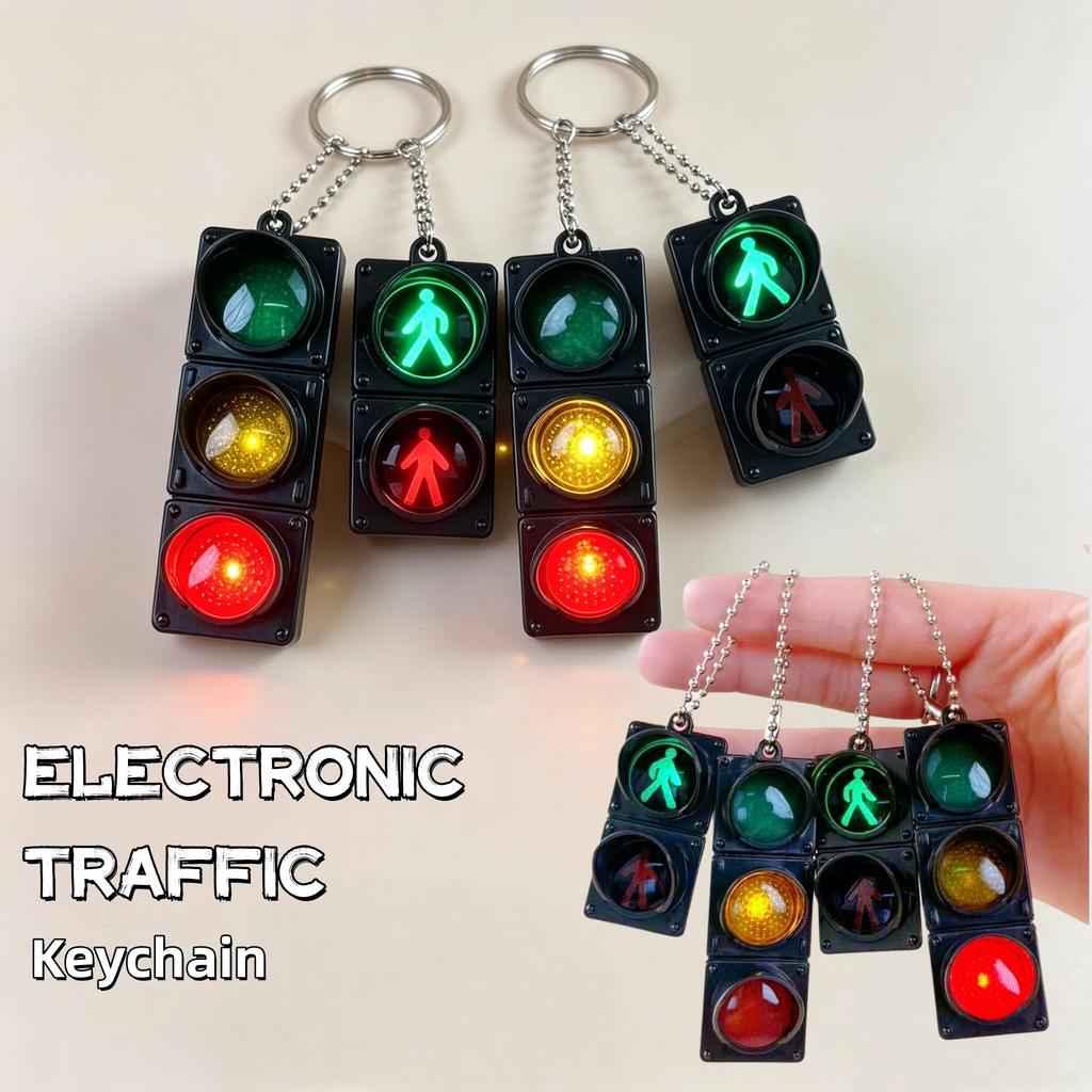 Modell Kreatives Auto LED Ampel Schlüsselanhänger Mini Elektronisches Fußgängersignal Schlüsselhalter Tasche Anhänger Neuheit Zubehör Geschenk