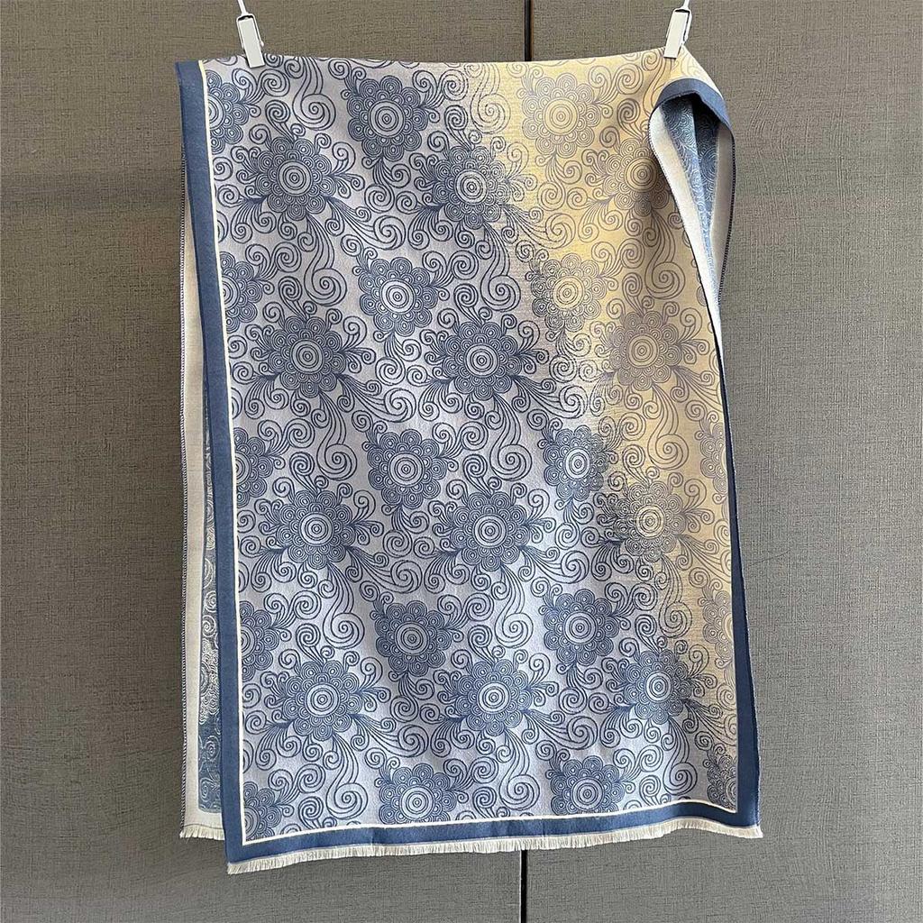 New Retro-style Printed Scarf Multi-color Splicing Contrasting Color Design Autumn Versatile Warm Imitation Cashmere Shawl