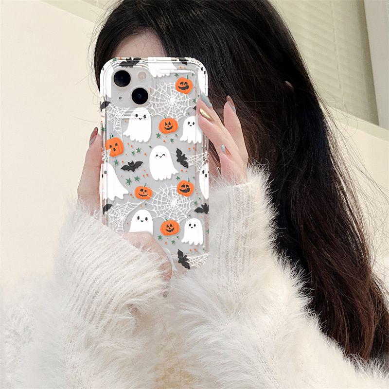 iPhone17 Halloween Ghost Drop-proof Airbag Phone Case for Apple 16Pro, 14/15, 13th Gen