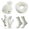 4Pcs/Set Ear Protection Women Hats Scarf Gloves Socks Set Soft Touchscreen Gloves  Outdoor
