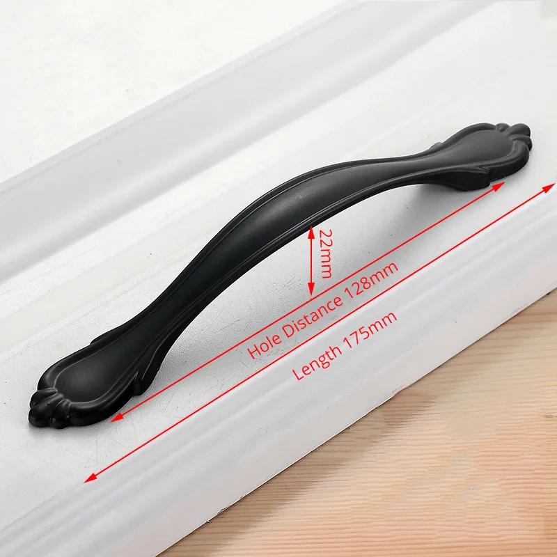 Svart skåphandtag i aluminiumlegering Amerikansk stil Solida köksskåpshandtag Lådknoppar Möbelhandtag Beslag