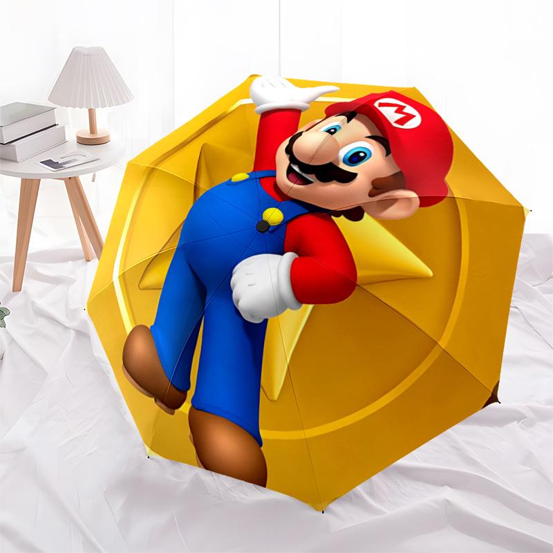 1pc Super Mario Automatic Folding Umbrella - Compact 8-Rib Design, Durable Plastic & Iron, Perfect Gift for Friends & Family, Outdoor Umbrella, Fashio