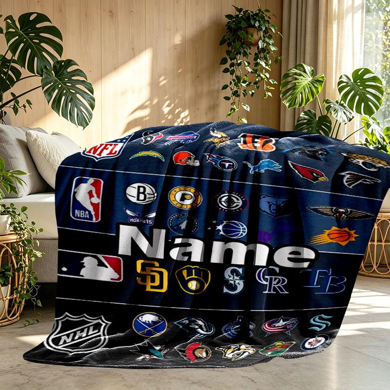 Custom Name Personalized NFL Print Blanket, Home Decor, Bedroom, Sofa, Camping, Couch, Gifts for Birthday Christmas