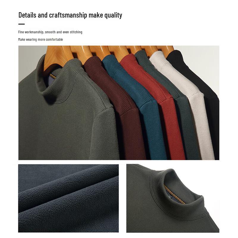 Romon Herren Fleece-gefüttertes Sweatshirt mit halbem Stehkragen, Basisschicht, mit Maulbeerseide (BY797)