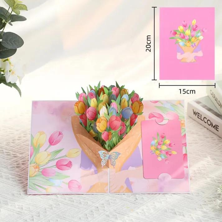 Ewige Blüte Popup-Karte für Valentinstag und Muttertag mit Laserschnitt-Motiv