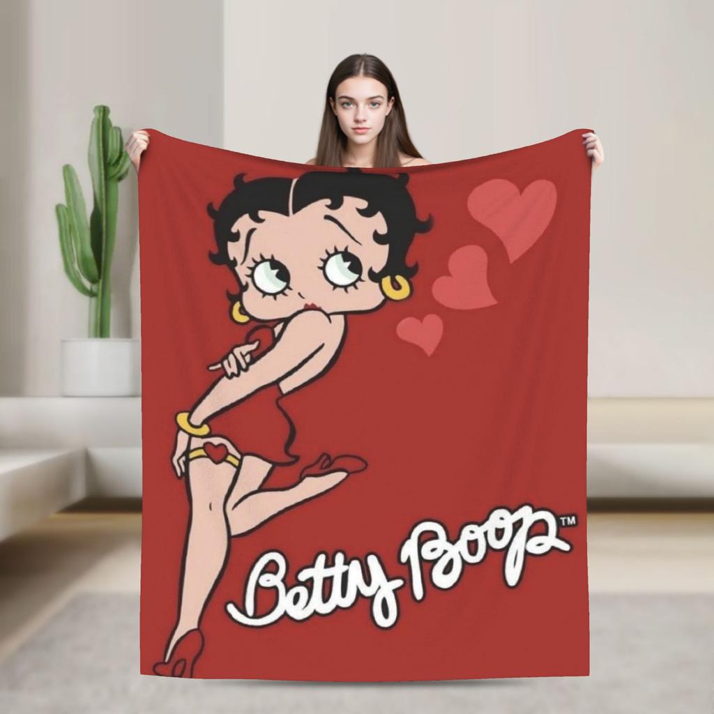 B-Bettys Boops Warm Blanket Kids Plush Throw Blanket Aesthetic Couch Chair Flannel Bedspread Sofa Bed Cover