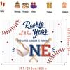 Baseball-themed 1st Birthday Party Backdrop - Rookie of the Year Design Blue Mahogany Hitter Polyester Photo Booth  Backdrop