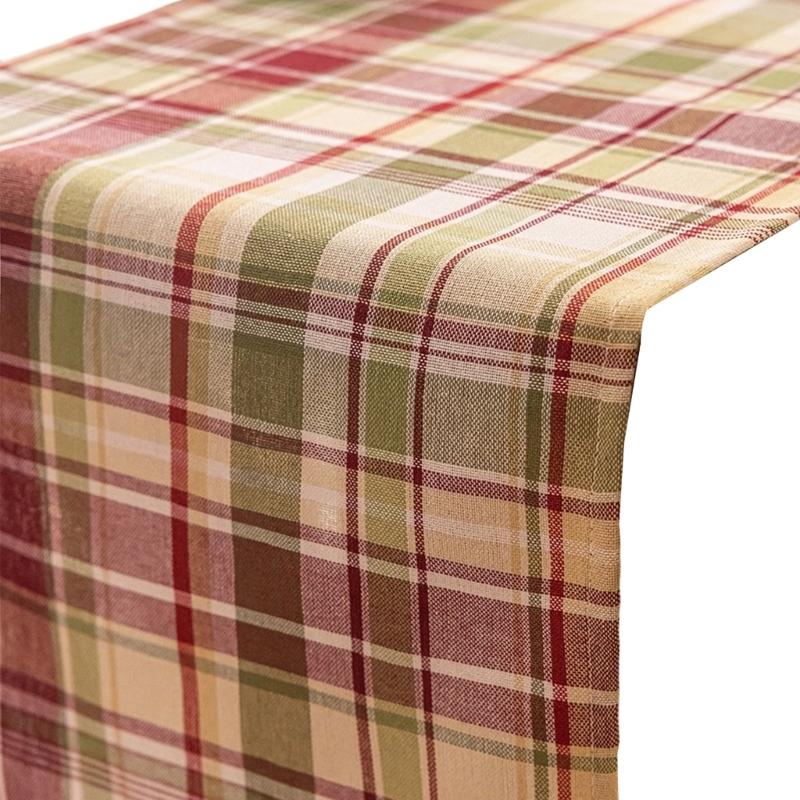 

Checkered Lace Trim Table Runner Polyester Materials Easy To Cleaning Machine Washable Decoration for Christmas Dinner 33x183cm
