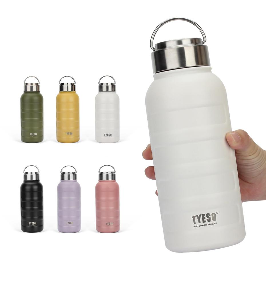 TYESO Vacuum Insulated Water Direct Stainless Wide with for Adults and 1 Liter Bottle, Thermos, Mug, Drinking, Steel, Double-Walled, Mouth, Handle,