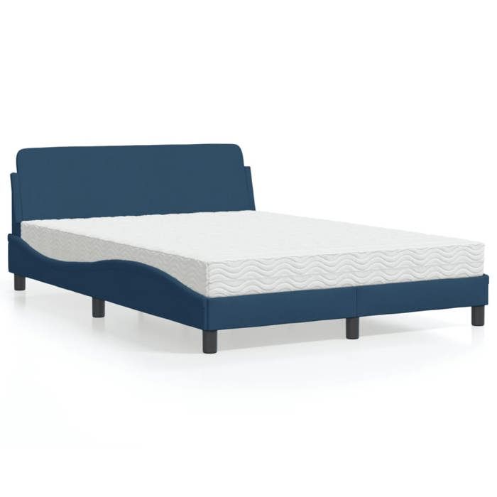 VidaXL Lit avec matelas bleu 140x190 cm tissu 3208390