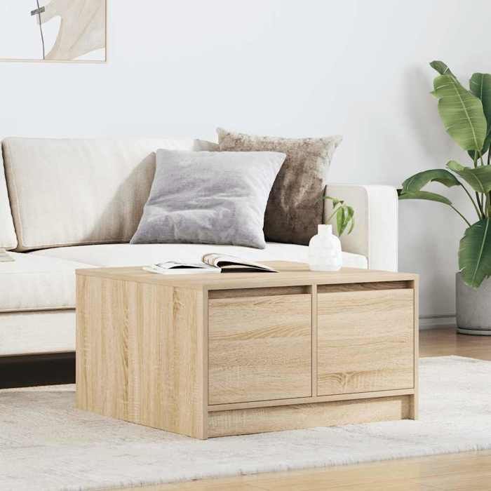 VidaXL Coffee Table with Drawers Sonoma Oak 70.5x70x40 Cm, Center Table, Sofa Table, Accent Table, Table 3328410