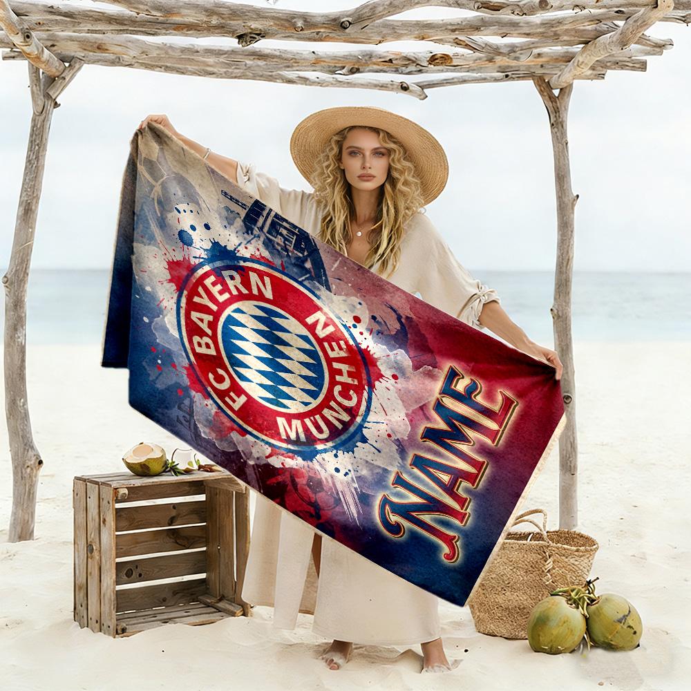Fc Bayern Munich Fan Art Customizable Name Beach Towel Soft Durable Quick-Dry
