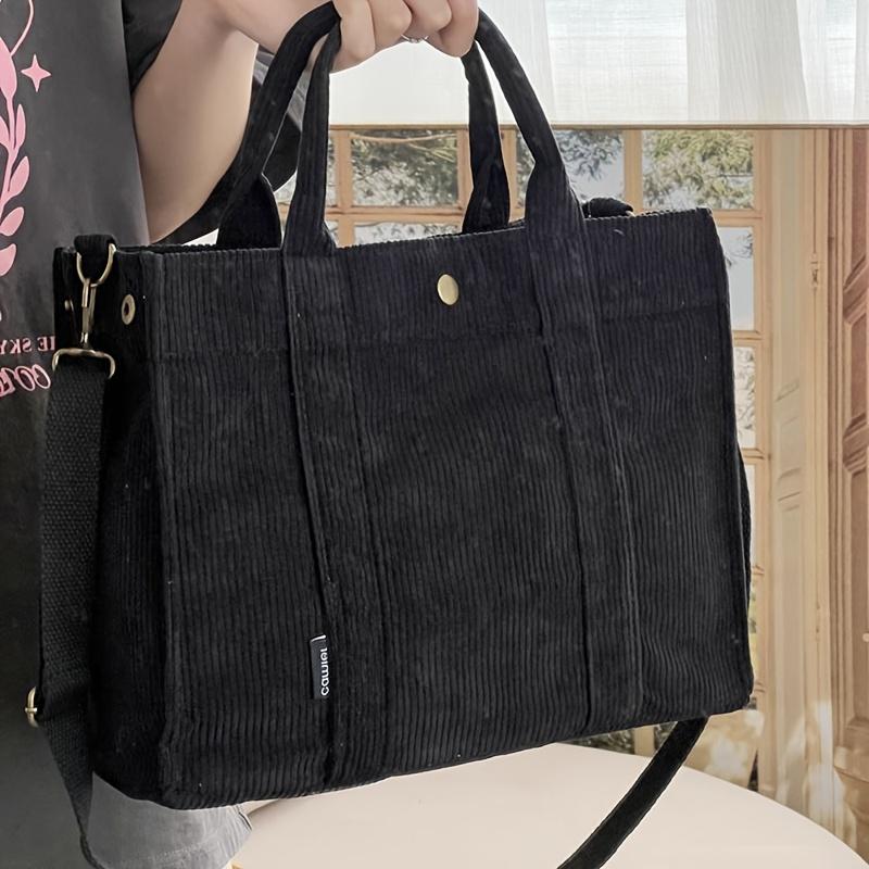 Vintage Corduroy Schoudertas voor Dames Ritssluiting Crossbody Tote voor Herfst Winter Woon-werkverkeer en Dagelijks Gebruik gray