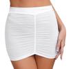 Womens Bodycon Mini Skirt Ruched Elastic Bands Semi Sheer Hip Wrap Lingerie Skirt