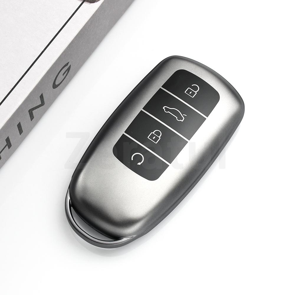 Gun Grey Tpu Auto Shell Fob Accessories For Chery Tiggo 8Plus New 5 Plus 7Pro Omoda 5 Tiggo 8 Pro Car Key Case Cover Keychain