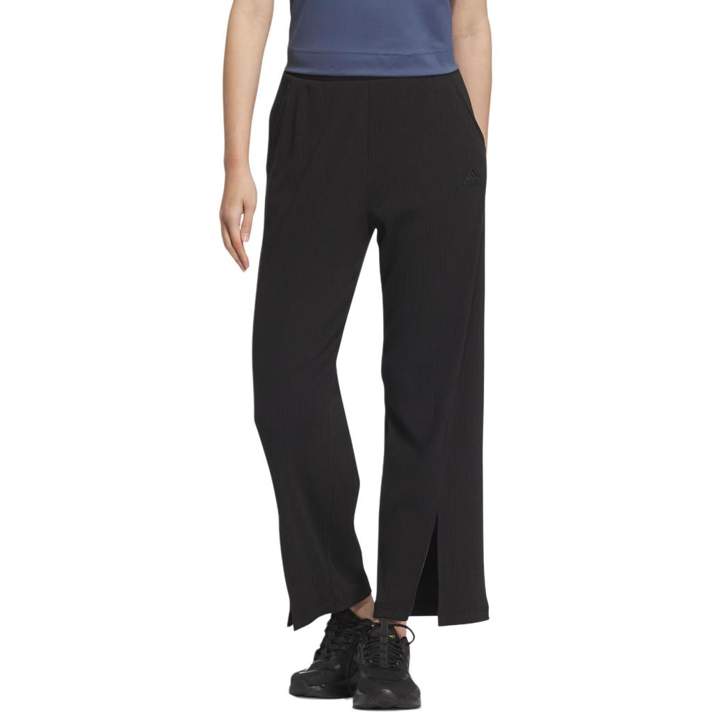 Adidas Lounge Wide Leg Knit Joggers Casual Pants Women's Black JJ3604