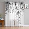 Black White Branches Sheer Curtains for Bedroom Living Room Decoration Window Curtain for Kitchen Tulle Voile Organza Drapes