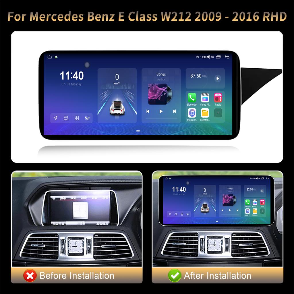 12.3" Car Radio For Mercedes Benz E Class W212 2009-2016 Right Hand Drive Android 14 Multimedia Wireless BT Carplay Touch Screen