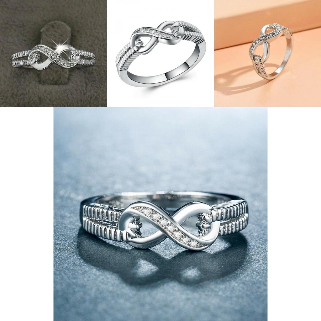 Elegant Silver Alloy Infinity Ring With Sparkling For Trendy Fashion Lovers