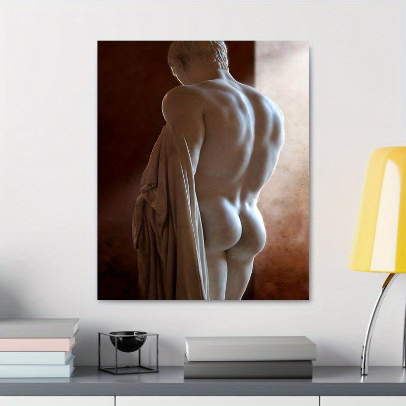 Framed - Artistic Figure Black and White Sculpture, Art Canvas Wall Poster, Ideal Gift for Bedroom and Living Room - Including Hanging Hardware