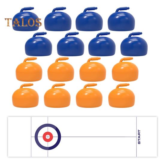 Kids Curling Board Game with Foldable Mat 8/16 Pucks Toddlers Educational Floating Stone Game 2 Players Family Interactive Hockey Toy