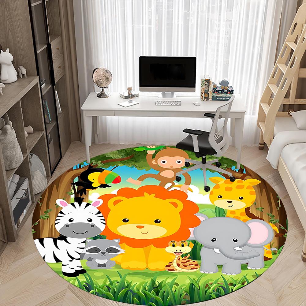 1pc Jungle Animals Chair Carpet for Office, Soft Flannel Throw Mat, Perfect for Office,Holiday Party Decoration Choice yy251113150