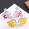 Korean Style Black & White Swan Zirconia Stud Earrings with S925 Silver Needle - Versatile & Elegant.