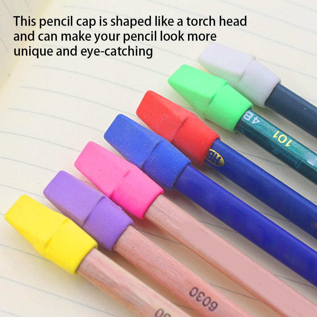 120 Pieces Color Random Universal Torch Head Pencil Erasers Erasing Too Replacement Pen Caps Stationery Accessories