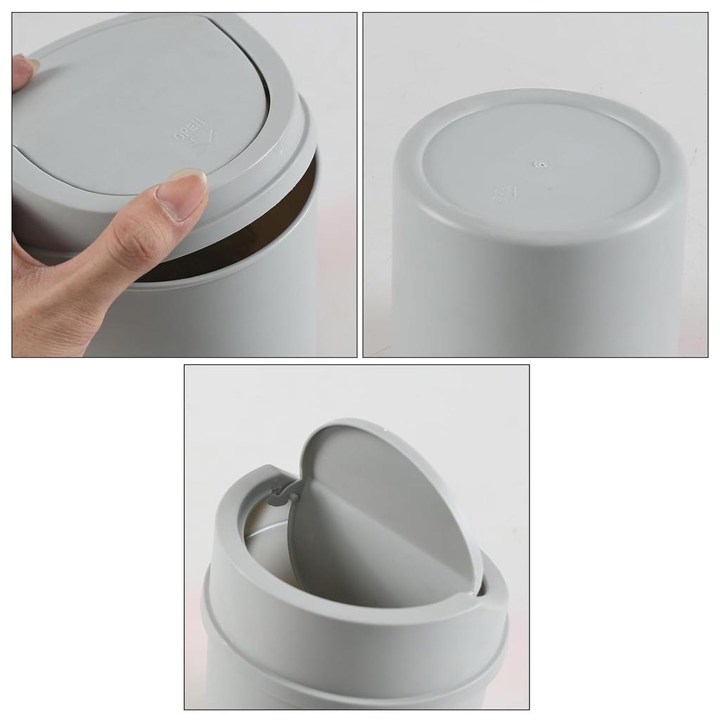 Plastic Countertop Waste Bin with Swing Lid, Tiny Garbage Can, Mini Desktop Trash Can