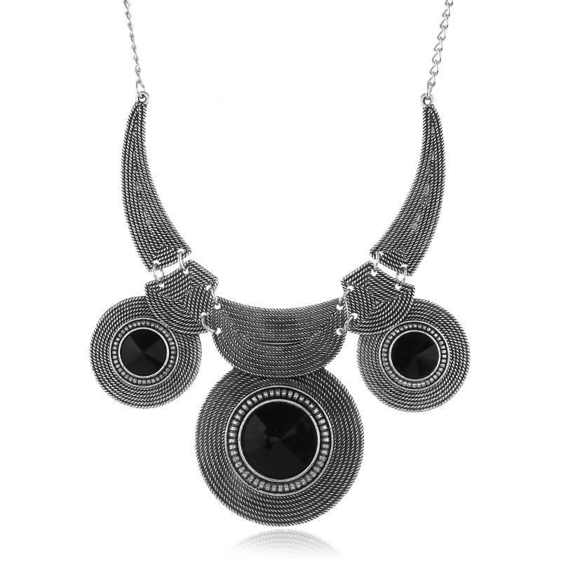 Vintage Geometric Alloy Pendant With Gemstone Embellishments For Fashionistas