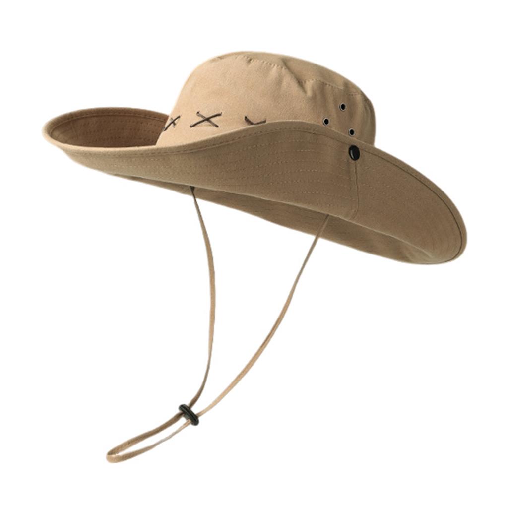 Summer Hiking Cowboy Hats Western Cowboy Hats Drawstring Versatile Sun Shade Bucket Hats for Fishing Camping Traveling