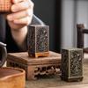 Square Vertical Incense Burner Small Xiangyun Alloy Incense Holder Indoor Aromatherapy Home Ornament Chinese Plum Inense Burners