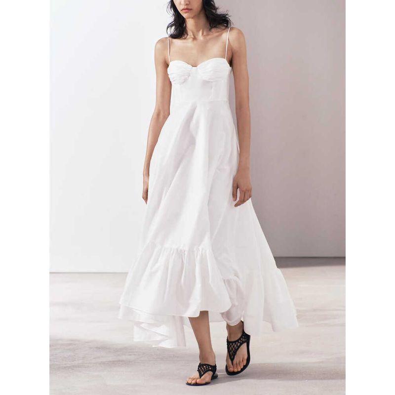 Za2024 Spring-Summer New Type Women's Clothing Sexy Suspenders Laminated Decoration Poplin Dress 2673072 250