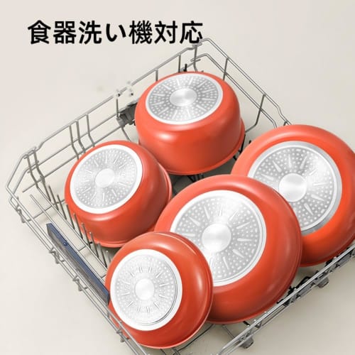 KCNN 5-Piece Frying Pan Set with Removable Handles, IH/Gas Compatible, Perfect for Single Living, Marble-Coated, Smooth, Non-Stick, Easy To Clean, Ove