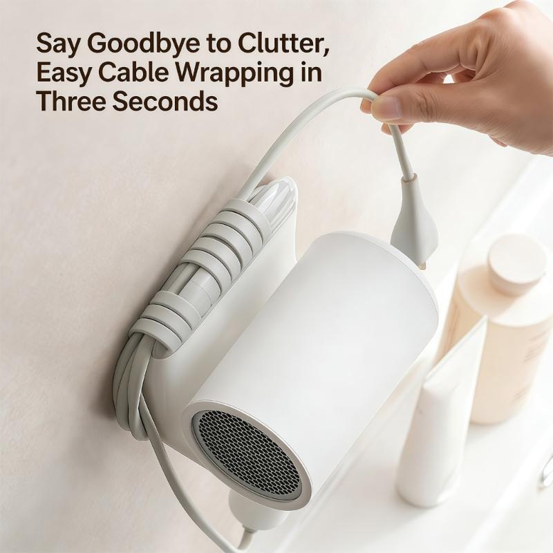 Hair Dryer Holder With Storage Organizers Adhesive Installation For Bathroom Space Saving