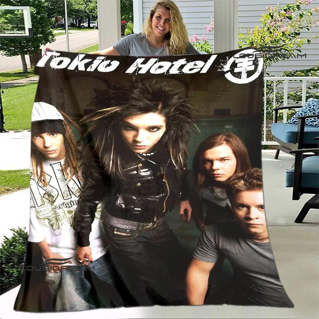 Coperta stampata della band Tokio Hotel Coperta calda per bambini Coperta in flanella morbida e accogliente Coperta per divano letto Coperta da viaggio Regalo di compleanno