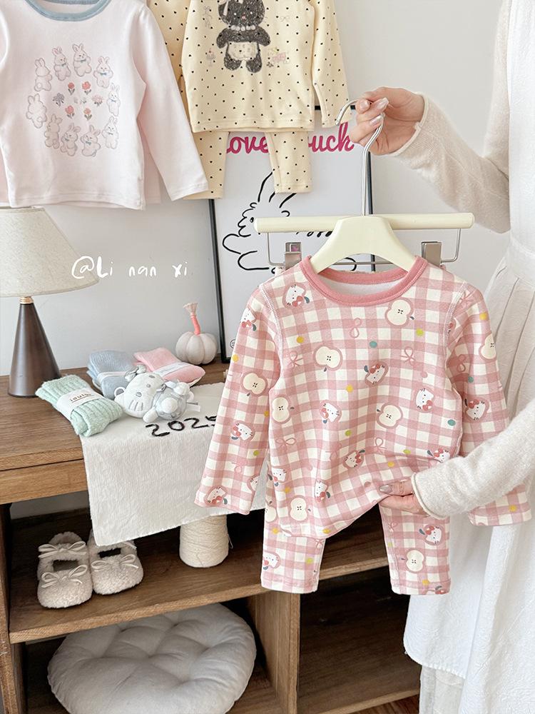 88273 Kinder Woll-Lycra Herbst/Winter Pyjama-Set 2025 - Jungen Langarm Homewear