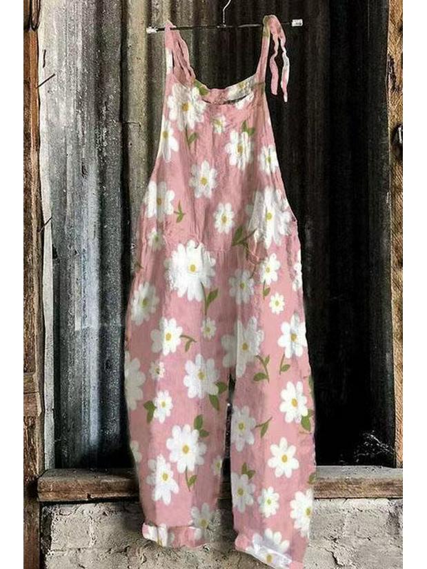 Женский летний комбинезон с широкими штанинами и милым ретро-принтом, 2023 XL