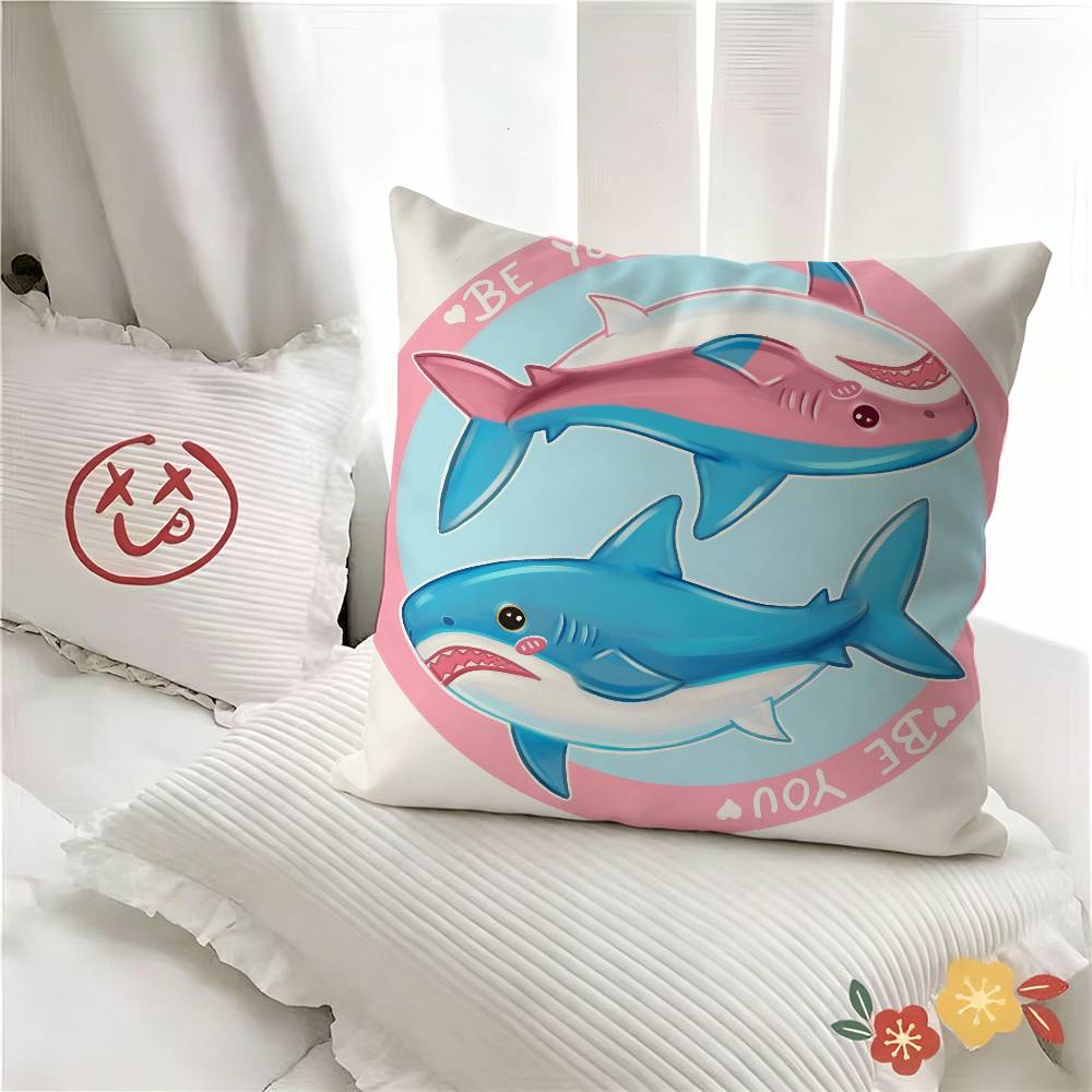 Pc Trans Blahaj Shark Pillow Case Fashion Square Pillowcase Bedroom Sofa Room Ins Decoration Leisure