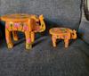 Handmade Wooden Elephant Stool Set: Rustic Home Decor