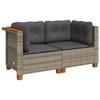 VidaXL Garden Corner Sofas and Cushions 2 Pcs Grey Wicker, Garden Corner Sofa, Garden Corner Seat, 365915