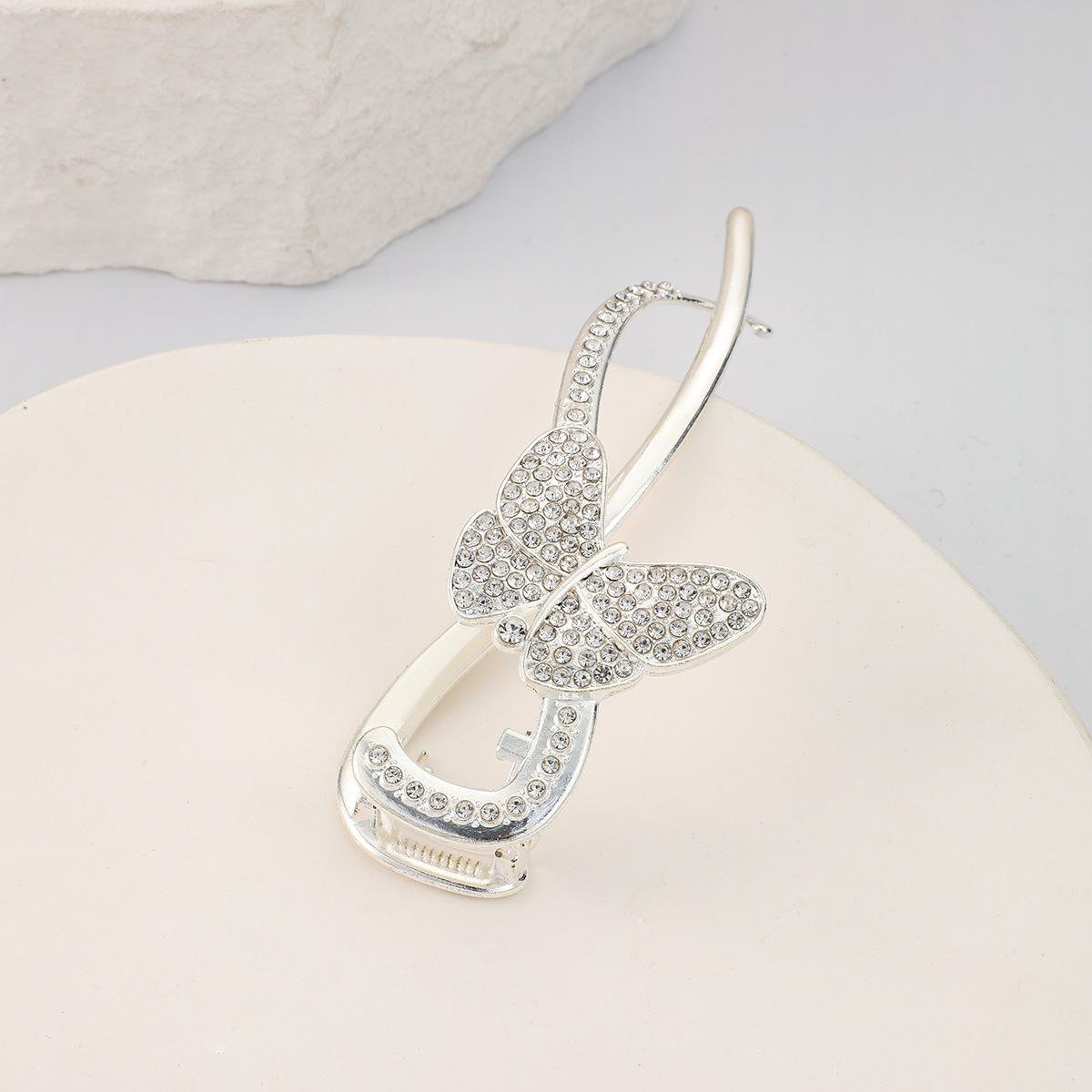 Elegant Butterfly Rhinestone Hair Clip - Metal Hairpin for Women